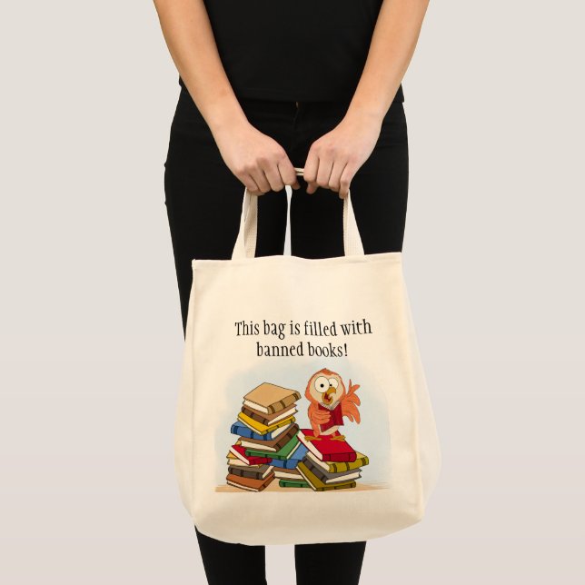 Tote Bolsa da Coruja de Livros Banida (Frente (produto))