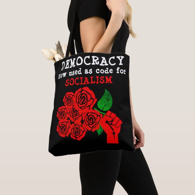 Tote Bolsa da democracia (preto) (Close Up)