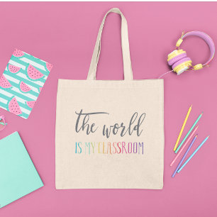Tote Bolsa da escola  O Mundo É A Minha Sala De Aula