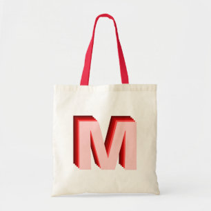 Tote bolsa de 3-D Monograma Vermelho Cor-de-Rosa