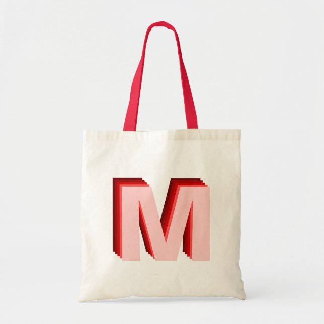 Tote bolsa de 3-D Monograma Vermelho Cor-de-Rosa (Frente)