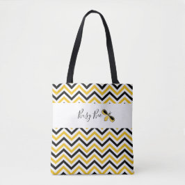 Tote Bolsa de Abelhas Ocupadas, Amarelo, Branco e Negra