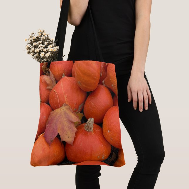 Tote Bolsa de Abóbora Laranja Brilhante (Close Up)