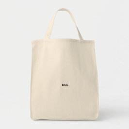 Tote Bolsa de algodão bege com a palavra "BAG" impressa