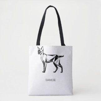 Tote Bolsa de Algodão Geométrica Minimalista do Gato Si