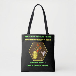 Tote Bolsa de amor vs necessidade (preto)