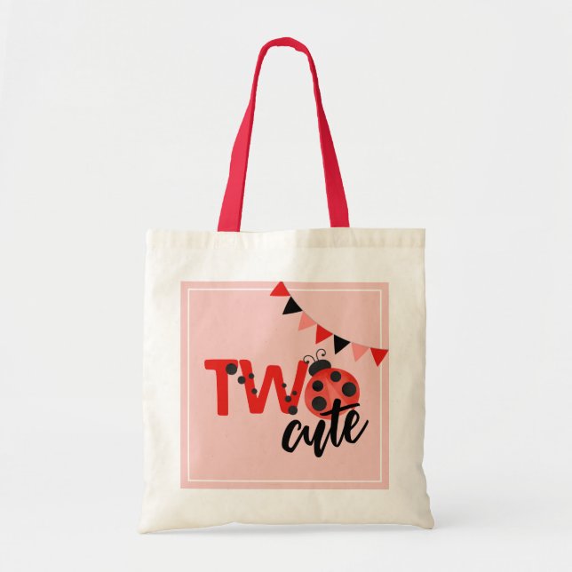 Tote Bolsa de Aniversário "Duas Lindas" Joaninhas 2º An (Frente)