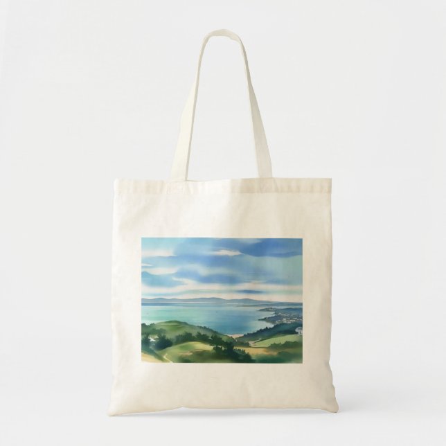Tote Bolsa de Aquarela Costeira (Frente)