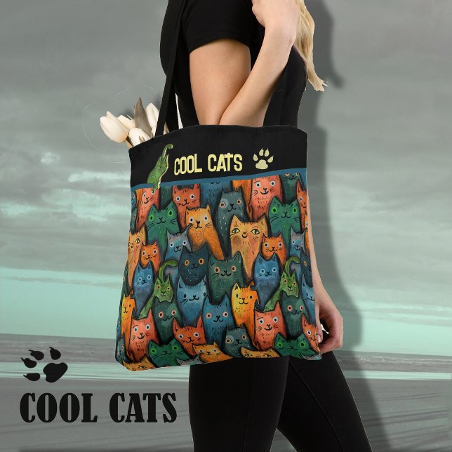 Tote Bolsa de Aquarela de Gatos legal (Cool Cats Watercolor Tote)