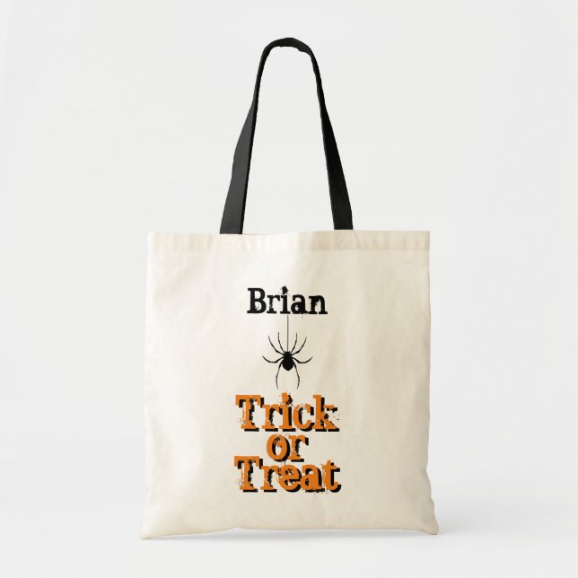 Tote Bolsa de Aranha Personalizada ou Tratar Truque (Frente)