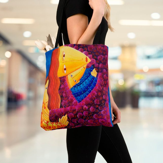 Tote Bolsa de Arte da Família Pintura em acrílico da Mã (Criador carregado)