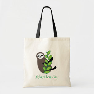 Tote Bolsa de biblioteca de livro de preguiça fofa com 