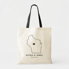 Tote Bolsa de Boas-vindas de Wisconsin, Black Map