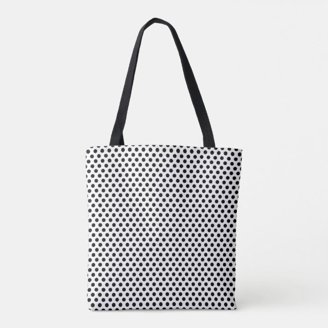 Tote Bolsa de Bolinhas de Impressão Preto e Branco (Verso)