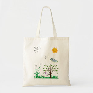 Tote Bolsa de bolsa do orçamento aves brancas voando so