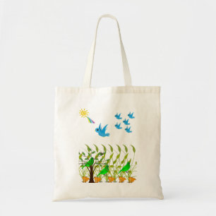 Tote Bolsa de bolsa do orçamento voando aves azuis amam