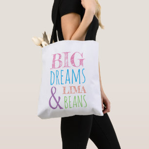 Tote Bolsa de Borboleta de Grandes Sonhos e Feijões de
