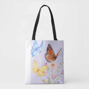 Tote Bolsa de Borboleta e Saco de Tota de Vibes Florais