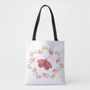 Tote Bolsa de Borboleta Floral