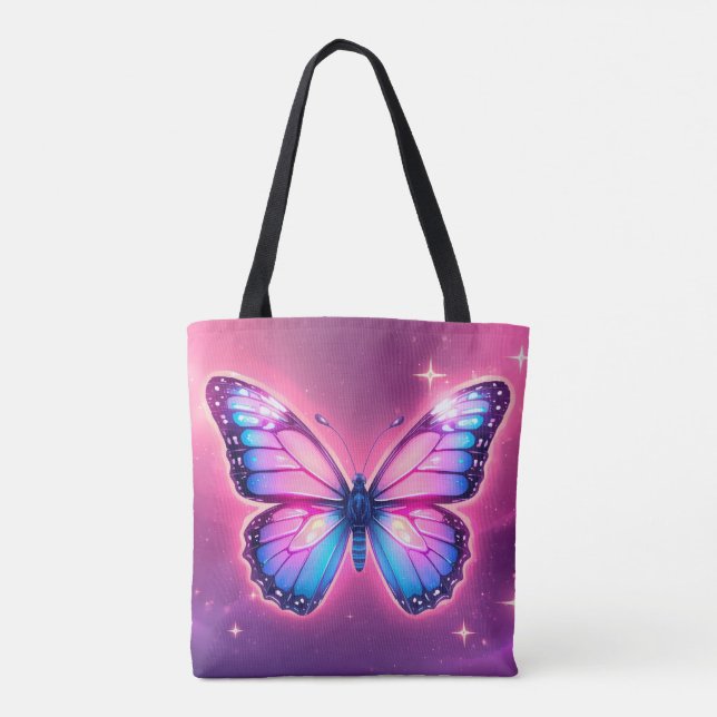 Tote Bolsa de Borboleta Neon Retroativa (Verso)