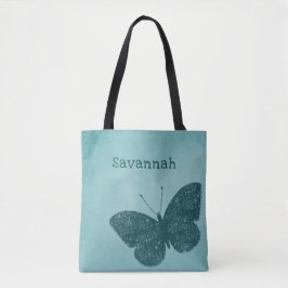 Tote Bolsa de Borboleta Verde Russo Boho Teal