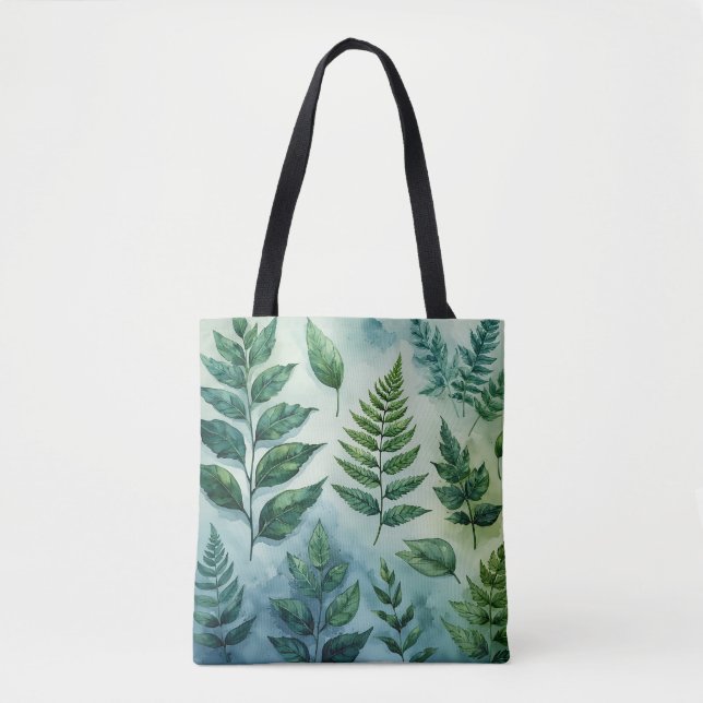 Tote Bolsa de Botânica Fern Verde Fresco (Frente)