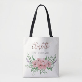 Tote Bolsa de Bridesmaid, cor-de-rosa-claro
