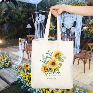 Tote Bolsa de Bridesmaid Personalizada Girassóis Russ