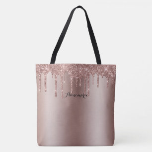 Tote Bolsa de brilho Dourado do rosa
