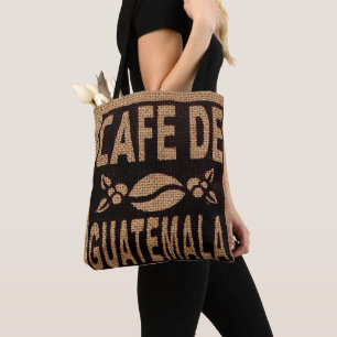 TOTE BOLSA DE CAFÉ EM SACO DE ANIAGEM FALSA, GUATEMALTE