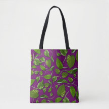 Bolsa de Canvas Botânica Roxa e Verde 