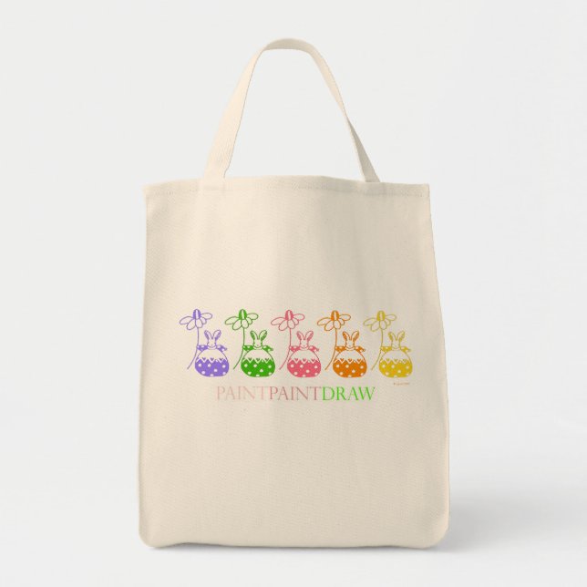 Tote bolsa de canvas de coelho pastel (Frente)
