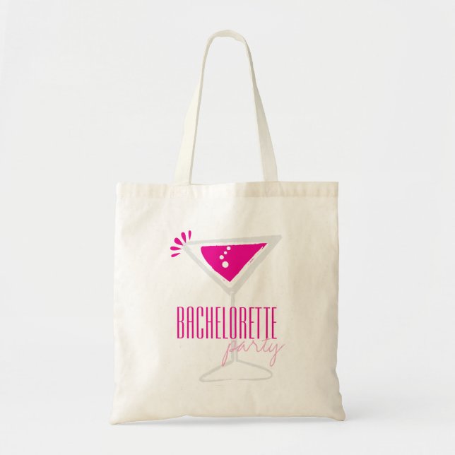 Tote Bolsa de canvas de Festa de solteira de vidro rosa (Frente)