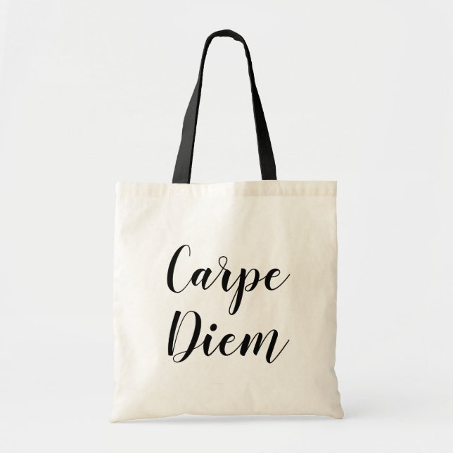 Tote Bolsa de canvas de letra de letra de mão Carpe Die (Frente)