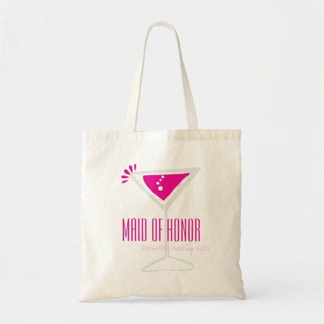 Tote Bolsa de canvas de Madrinha de casamento de vidro  (Frente)