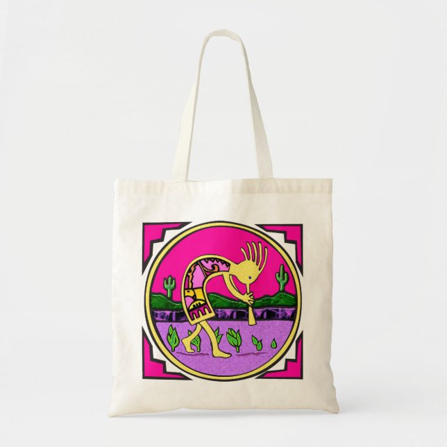 Tote Bolsa de canvas: Kokopelli, Jogador de Flauta do D (Frente)