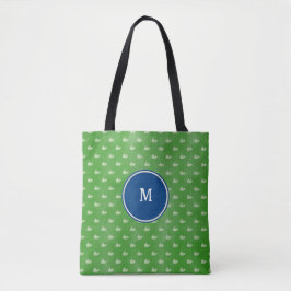 Tote Bolsa de Cão de Monograma de Baleias Brancas Verde