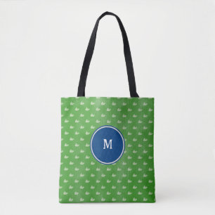 Tote Bolsa de Cão de Monograma de Baleias Brancas Verde