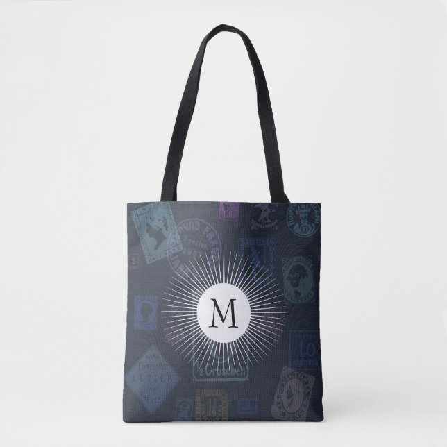 Tote Bolsa de Carimbo de Vintagem com Inicial (Frente)