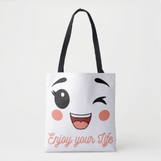 Tote Bolsa de Carregamento de Rosto Sorridente de Expre