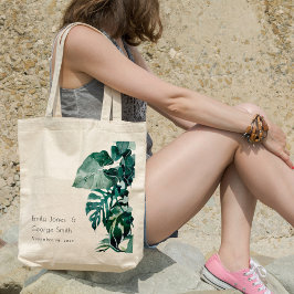 Tote Bolsa de Casamento de Folhagem Verde de Monstera T
