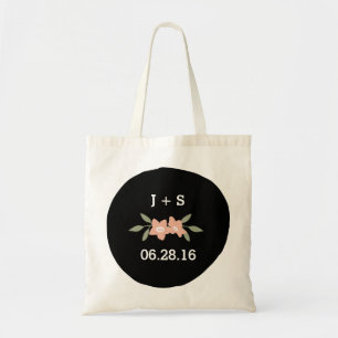 Tote Bolsa de Casamento de Monograma Floral