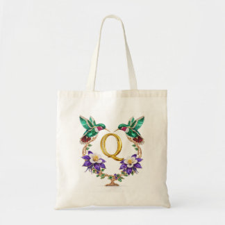 Tote Bolsa de Casamento Monograma de Beija-flor Luxuoso