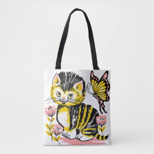 Tote Bolsa de Cat Art Whimsical - Na moda e Funcional
