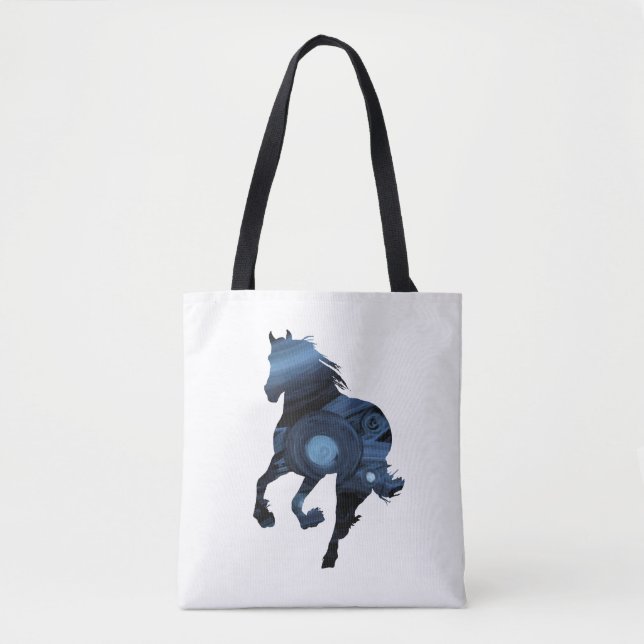 Tote Bolsa de Cavalos Azuis (Frente)