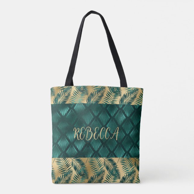 Tote Bolsa de chá e Design Dourado (Verso)