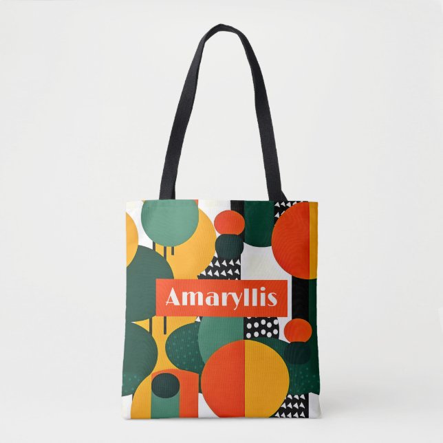 Tote Bolsa de Círculos Abstrato Retro Brilhantes (Frente)
