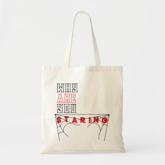 Tote Bolsa de Citação Sarcástica com Design Web Spider (Frente)