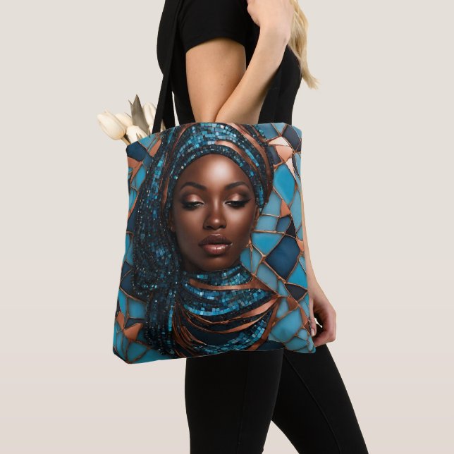 Tote Bolsa de Cobre Azul Mosiac (Close Up)