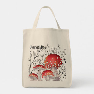 Tote Bolsa de Cogumelo Personalizado de Aquarela